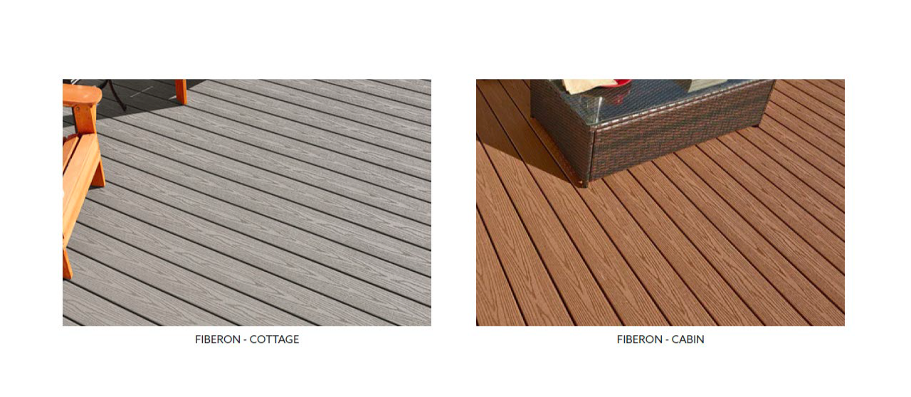 Wooden floor choices: Fiberon Cottage (a light gray wood) or Fiberon Cabin (medium warm-toned wood).