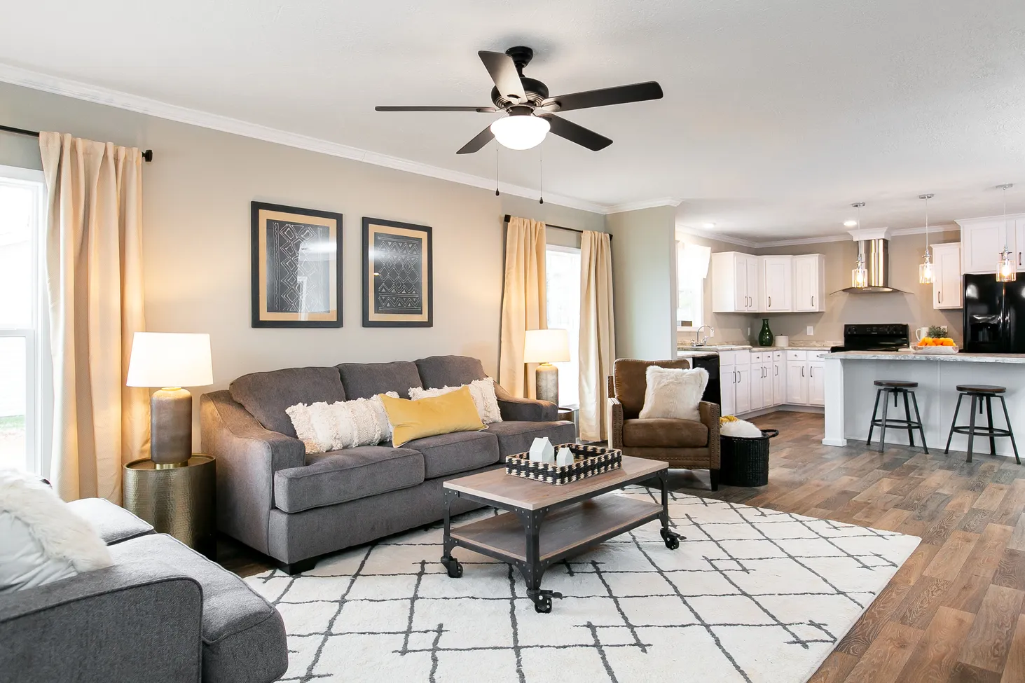 Open concept living room and kitchen